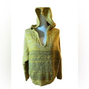 Elan Yellow V-Neck Hooded Oversized Sweater